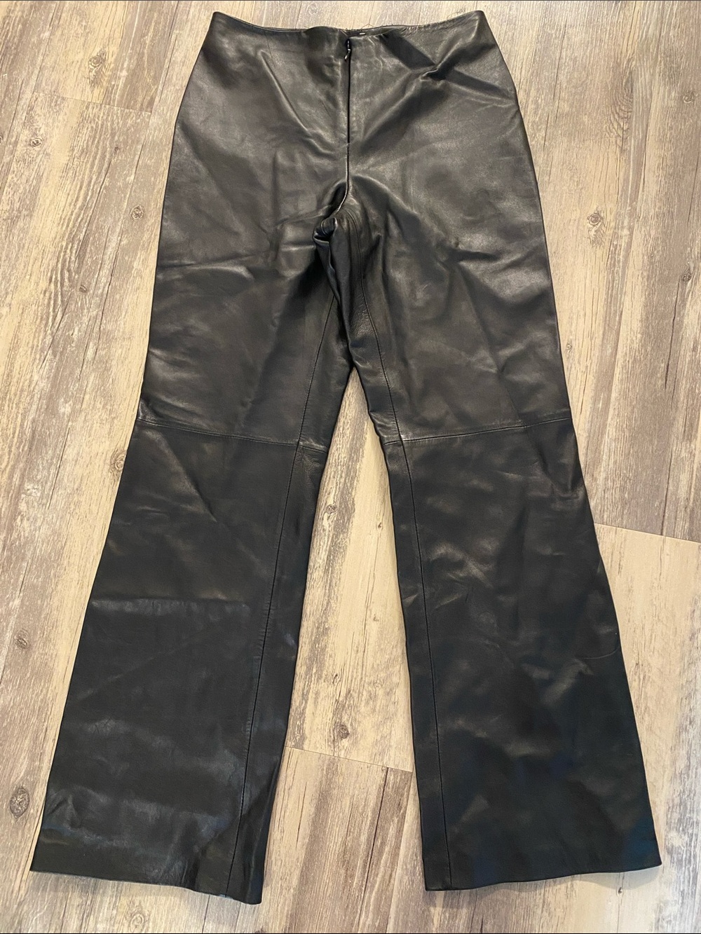 Doncaster Collection Black Leather Wide Leg Pants Trousers Size SMALL *read W27